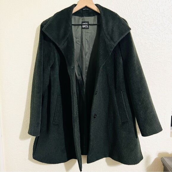 Cinzia Rocca Baby Llama Wool Dark Forest Green Coat Italian Size 10 US - Picture 10 of 14